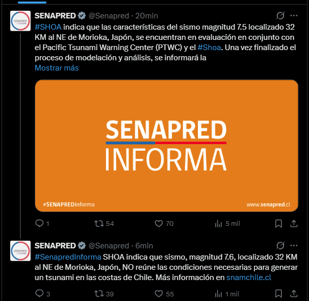 Sismo 7.6 en Japón: SHOA descarta riesgo de tsunami en costas chilenas