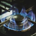 black and white gas stove