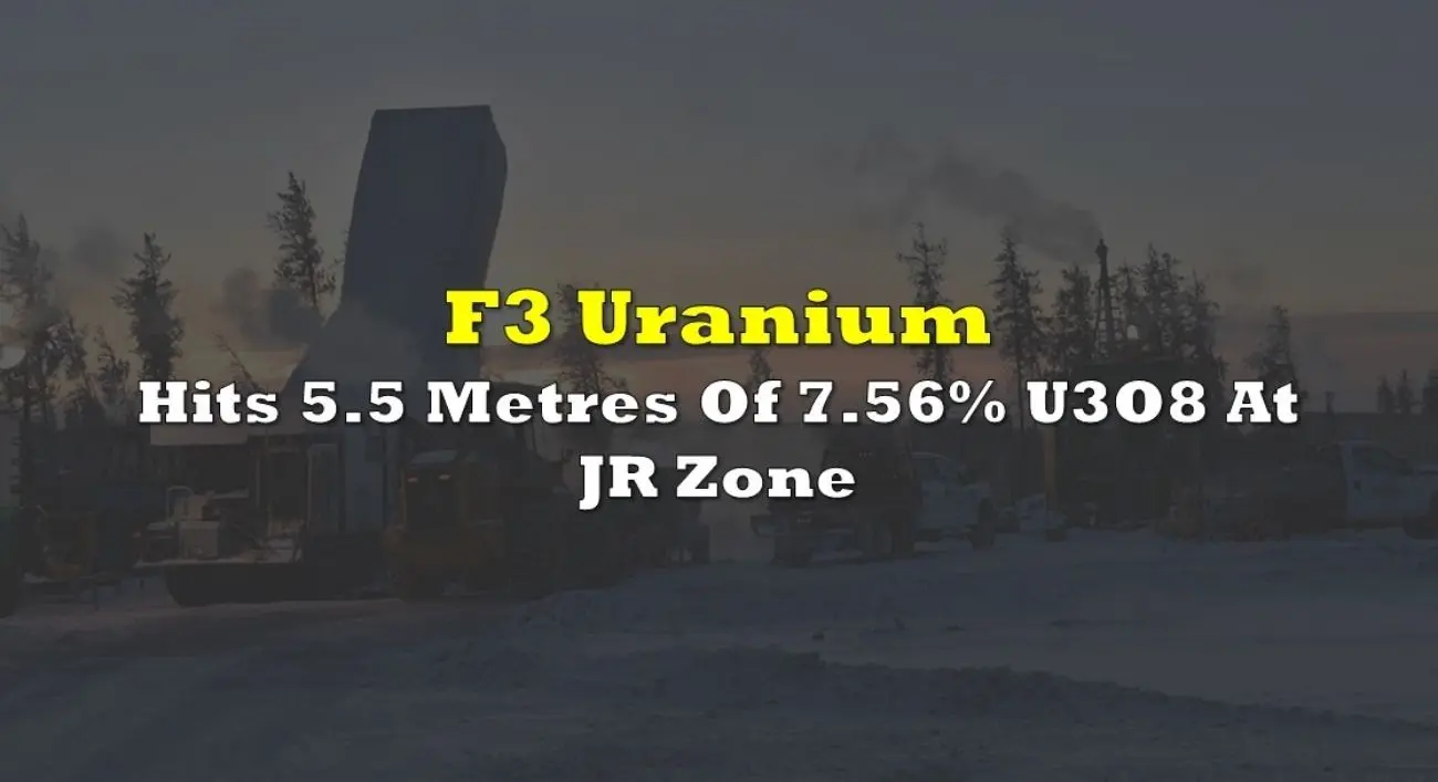 F3 Uranium Corp. – Impacta 2,5 m de U3O8 al 10,2% dentro del 3,4% sobre 8,5 m en la zona JR