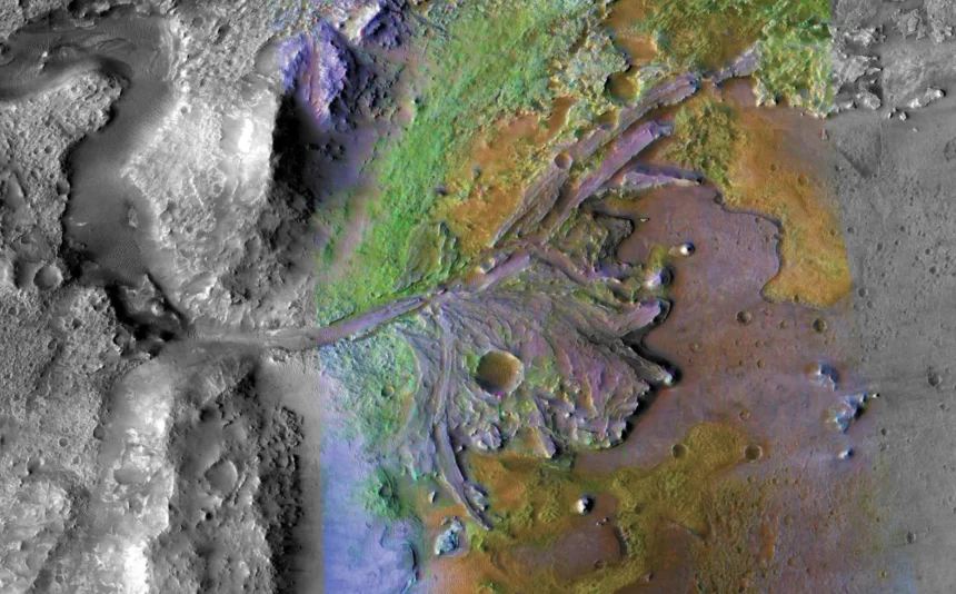 NASA descubre antigua red fluvial bajo cráter Jezero en Marte